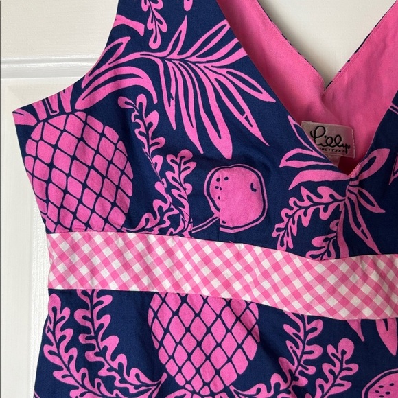 Vintage Lilly Pulitzer Pink and Navy Patterned Top - Size 6 - Picture 3 of 9